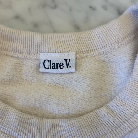 Women's Clare V. Ruffle Shoulder Sweatshirt in Cream, Size S - Picture 3 of 11